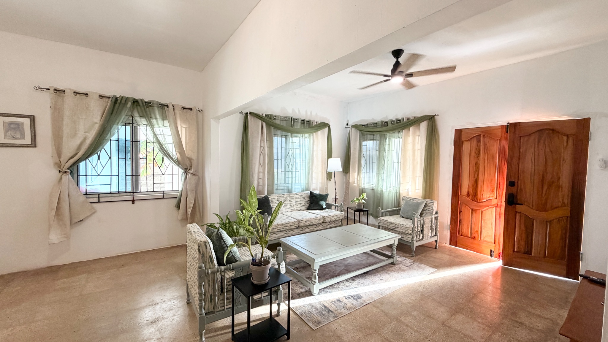 Bright living room in the 3 bedroom beach house
